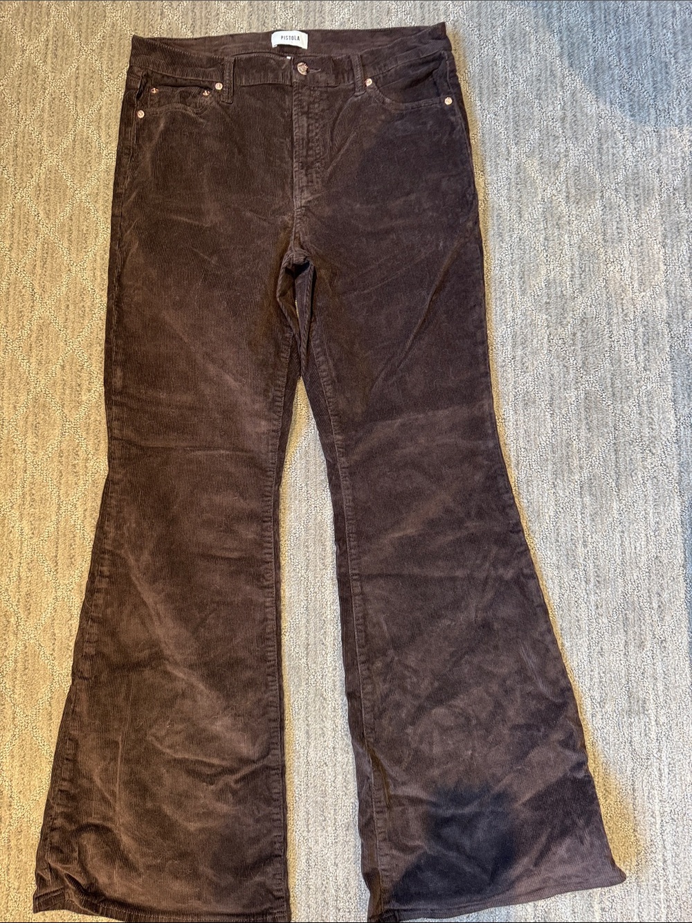 pistola Jadyn Mocha Corduroy Flared Wide-Leg Jeans
